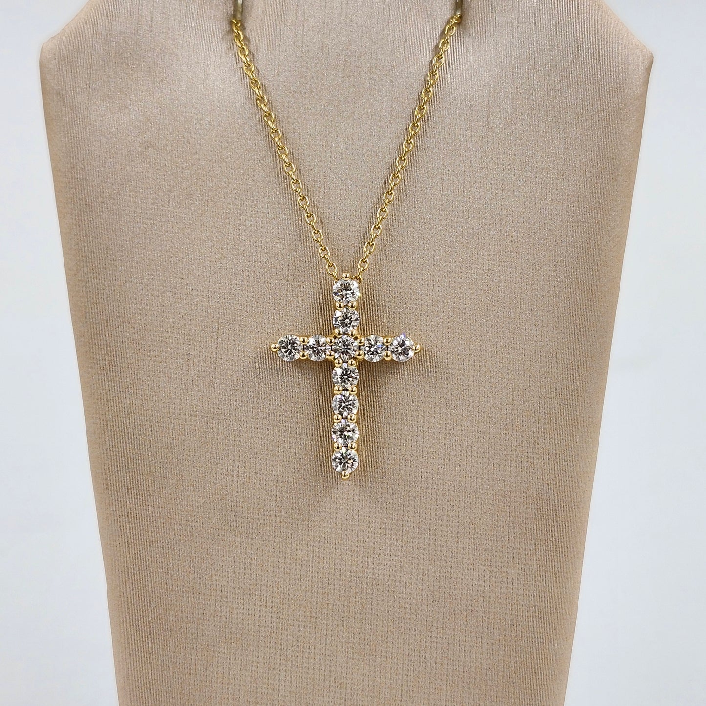 Lab Grown Diamond Cross Pendant: 14K Gold Religious Necklace- Anniversary Gift