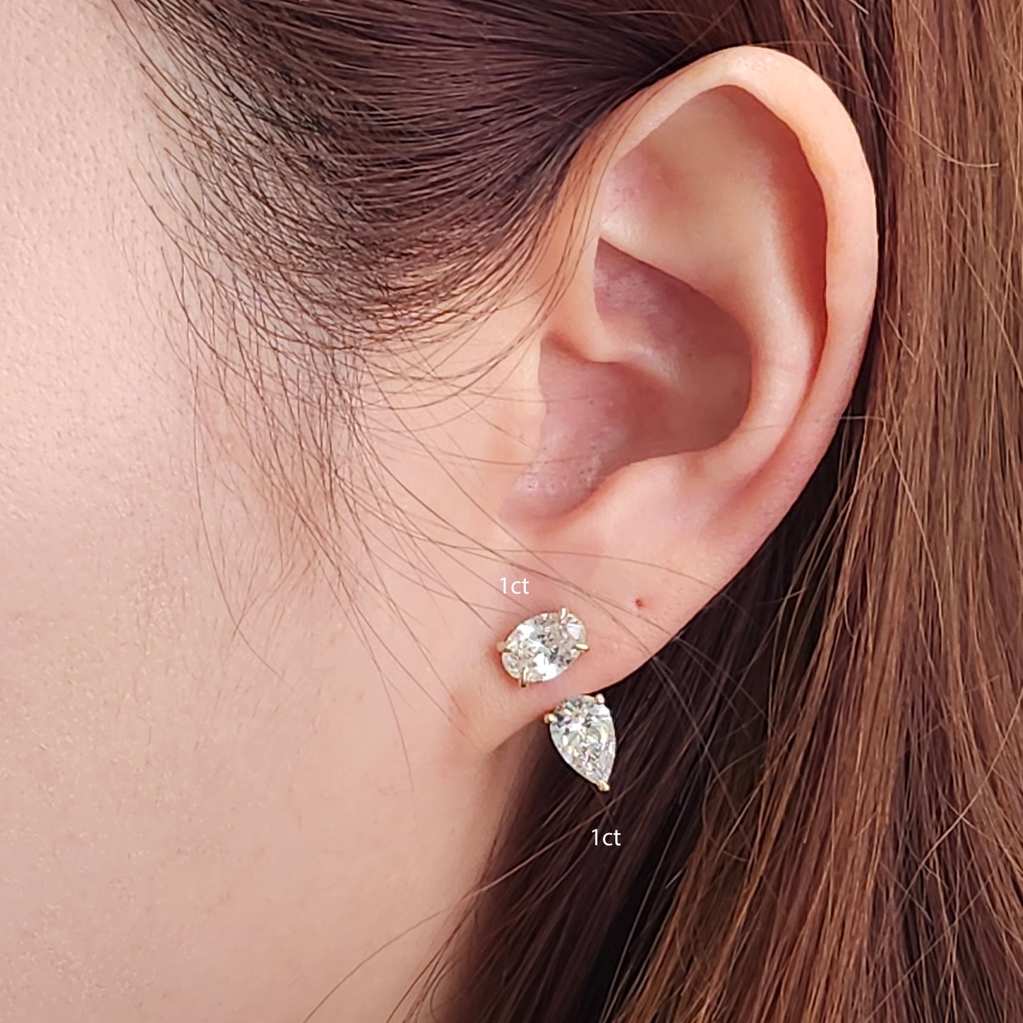 Lab Grown Diamond Oval Stud Earrings: 14k Gold, Hidden Halo, Wedding Jewelry - Anniversary gift