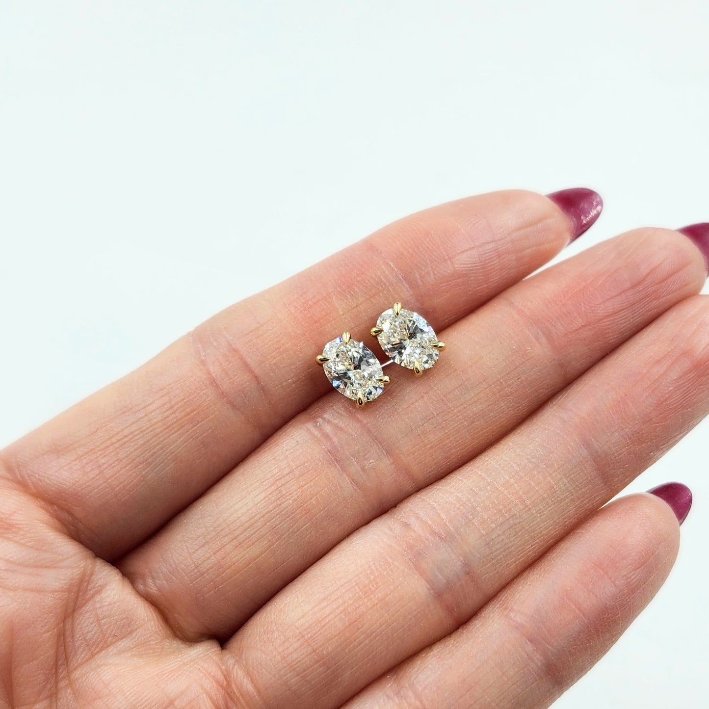 Lab Grown Diamond Oval Stud Earrings: 14k Gold, Hidden Halo, Wedding Jewelry - Anniversary gift