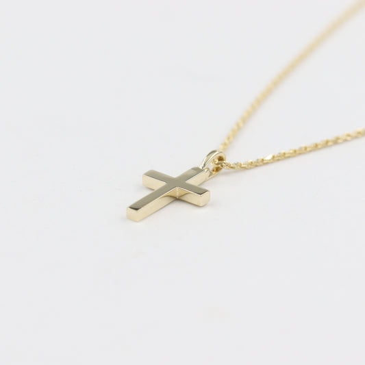 Men's Gold Cross Necklace/14k Gold Filled rope Chain/Gifts for Men/Engagement/confirmation/Men's small Gold Cross Pendant