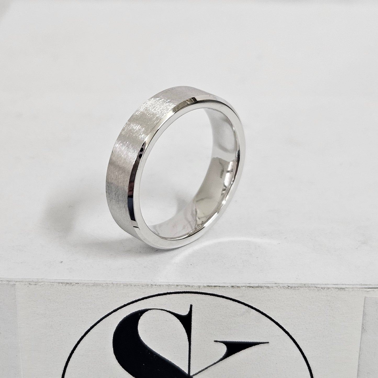 Handmade Platinum Wedding Band: Sand Blasted Men's Ring, 5.5mm - Anniversary Gift