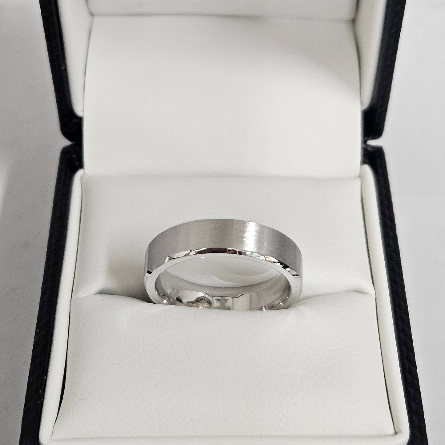 Handmade Platinum Wedding Band: Sand Blasted Men's Ring, 5.5mm - Anniversary Gift