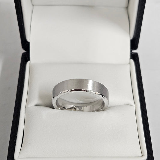 Handmade Platinum Wedding Band: Sand Blasted Men's Ring, 5.5mm - Anniversary Gift