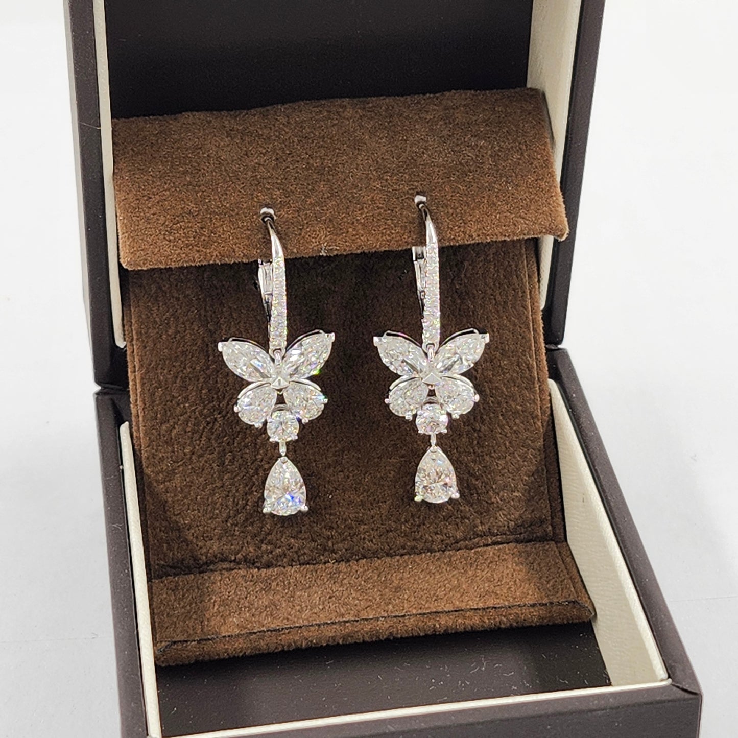 Multi Lab Diamonds Drop earrings (Pair) - 14K gold Lab-Diamonds Luxury Earrings / Anniversary Gift