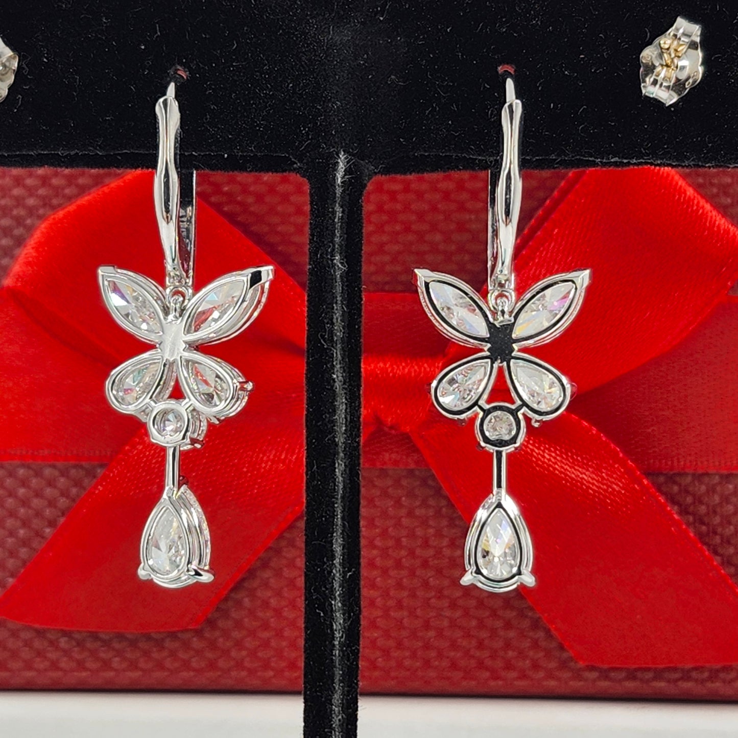 Multi Lab Diamonds Drop earrings (Pair) - 14K gold Lab-Diamonds Luxury Earrings / Anniversary Gift