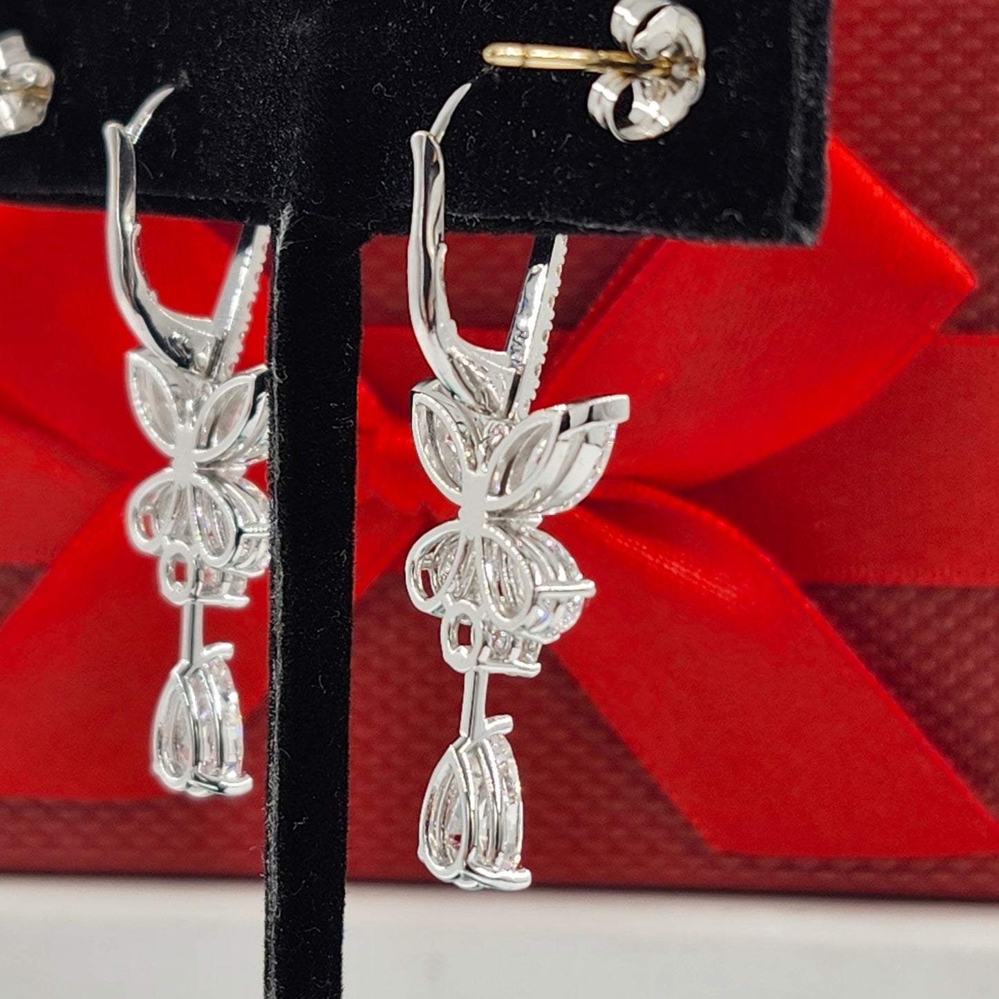 Multi Lab Diamonds Drop earrings (Pair) - 14K gold Lab-Diamonds Luxury Earrings / Anniversary Gift