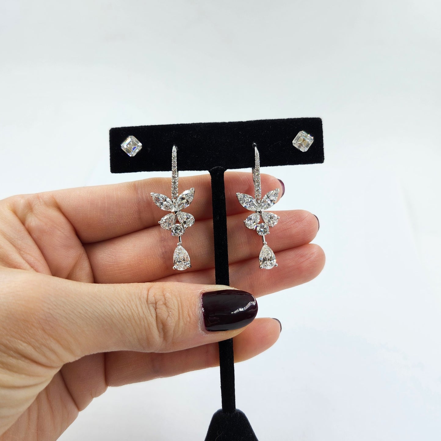 Multi Lab Diamonds Drop earrings (Pair) - 14K gold Lab-Diamonds Luxury Earrings / Anniversary Gift