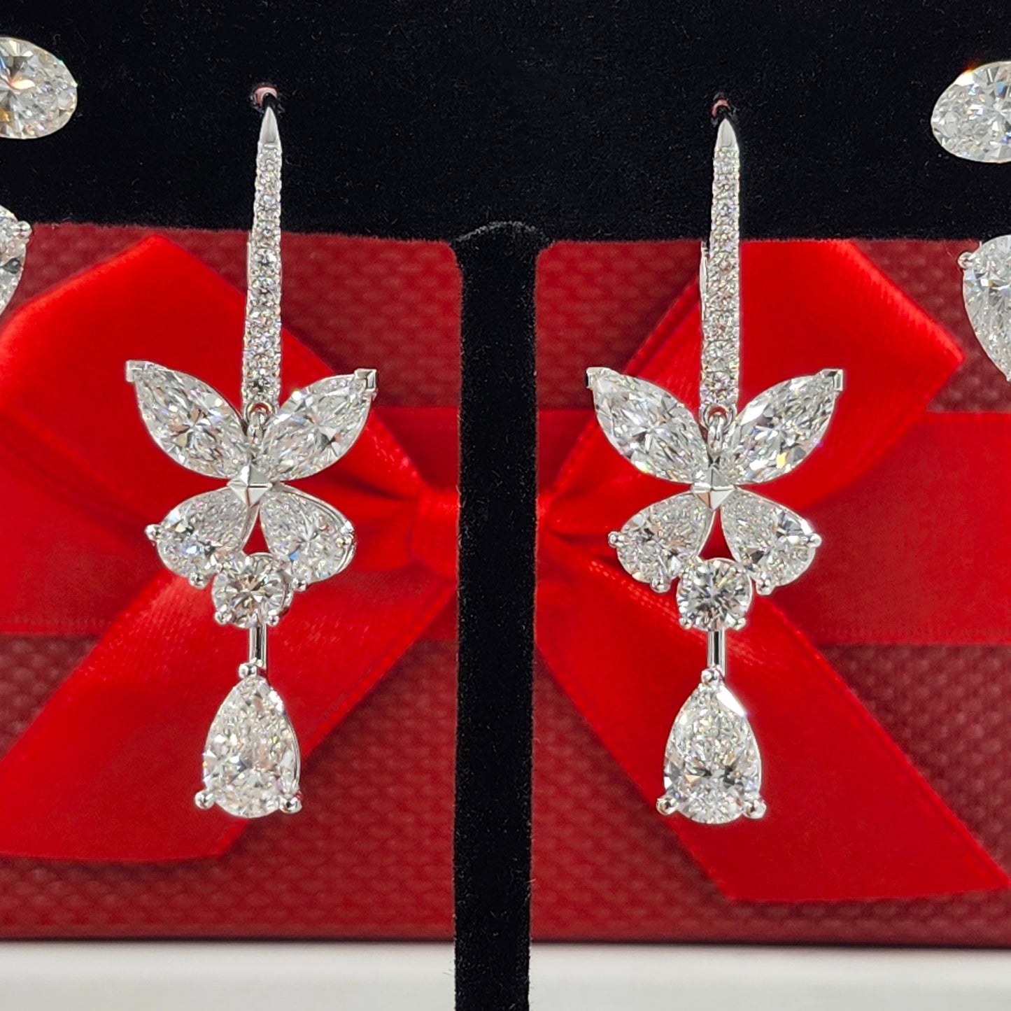 Multi Lab Diamonds Drop earrings (Pair) - 14K gold Lab-Diamonds Luxury Earrings / Anniversary Gift