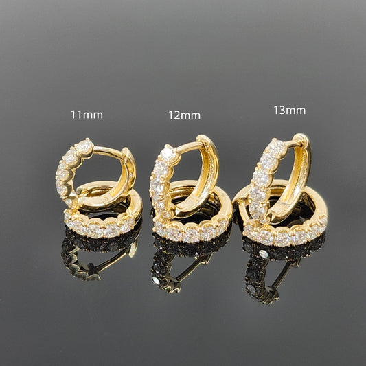 Natural Diamond Diameter 11mm Earrings/ Diamond Hoop Earring/ 14K,18K gold Natural Diamond Hoop Earrings/ Anniversary gift/Gift for her