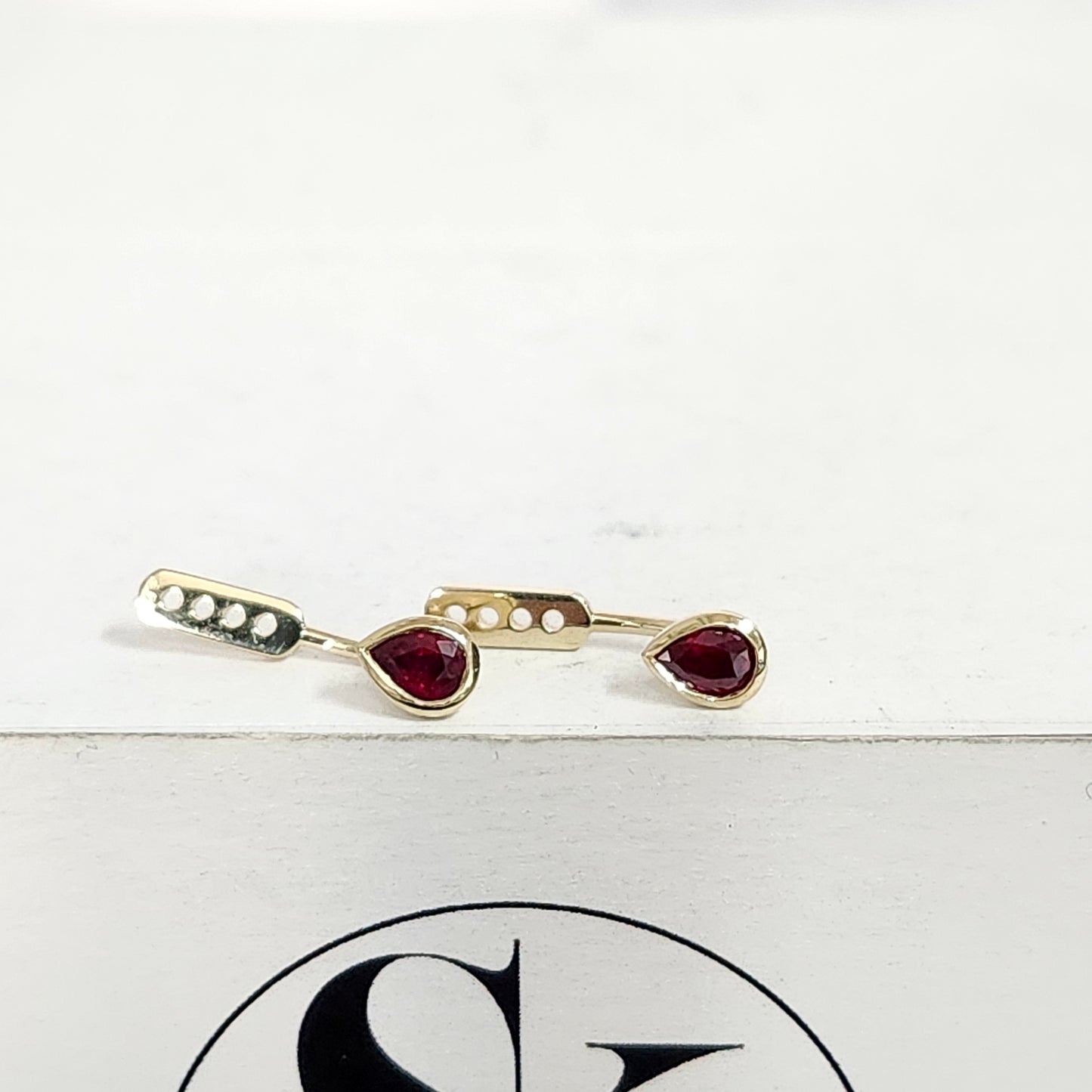 Natural Ruby Bezel Set Stud & Jackets Earrings/14K gold Total 1ct pear Ruby Stud and Jacket Earrings/Single or Pair Earring/anniversary gift