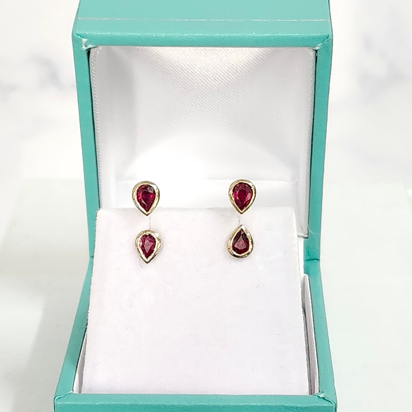 Natural Ruby Bezel Set Stud & Jackets Earrings/14K gold Total 1ct pear Ruby Stud and Jacket Earrings/Single or Pair Earring/anniversary gift