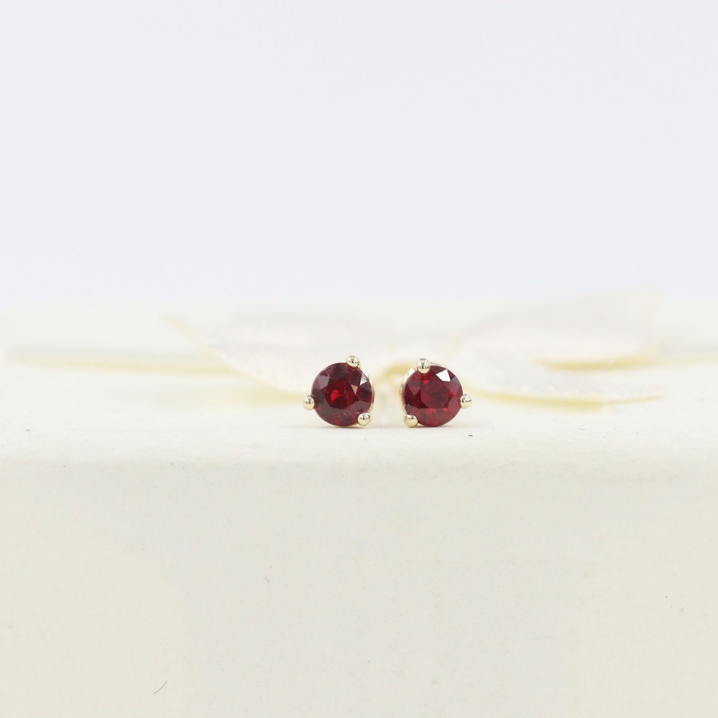 Natural Ruby Stud Earrings/Three Prong Set Round Ruby 0.1ct Stud Earrings/Single or Pair Ruby Stud Earrings/Gifts for her/Anniversary gift