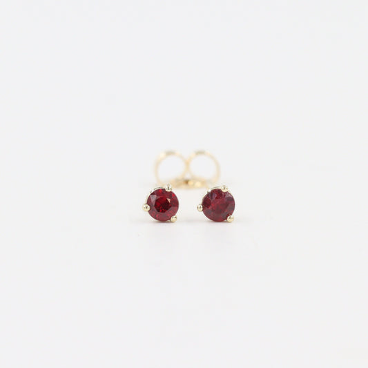 Natural Ruby Stud Earrings/Three Prong Set Round Ruby 0.1ct Stud Earrings/Single or Pair Ruby Stud Earrings/Gifts for her/Anniversary gift