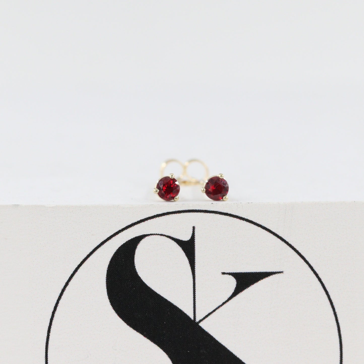 Natural Ruby Stud Earrings/Three Prong Set Round Ruby 0.1ct Stud Earrings/Single or Pair Ruby Stud Earrings/Gifts for her/Anniversary gift