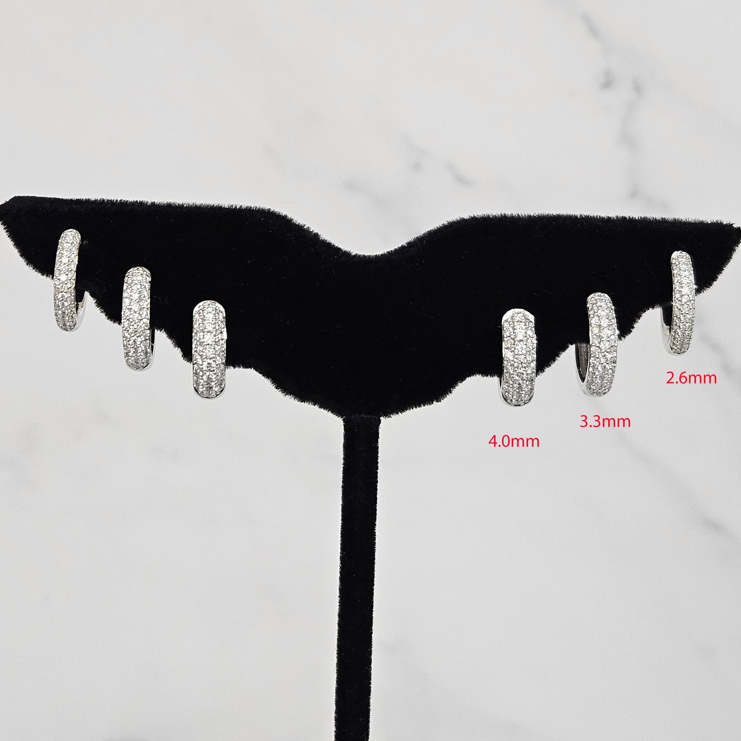 Natural Diamond 3 Row Width 3.3mm hoop Earrings/Handmade 13mm small Hoop  Diamond Earrings/ Natural Diamond hoop earring/Anniversary gift