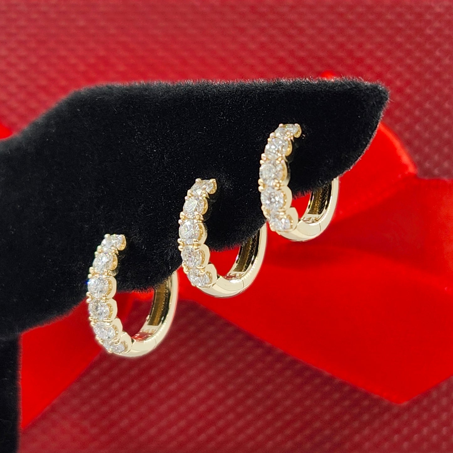 Natural Diamond Diameter 12mm Earrings/ Diamond Hoop Earring/ 14K,18K gold Natural Diamond Hoop Earrings/ Anniversary gift