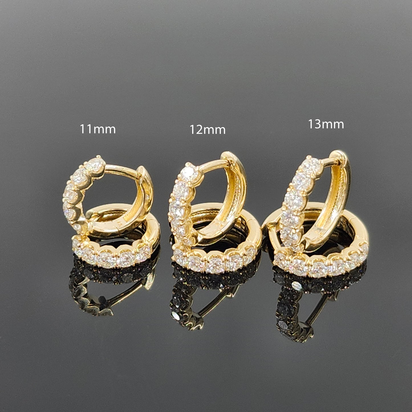 Natural Diamond Diameter 13mm Earrings/ Diamond Hoop Earring/ 14K,18K gold Natural Diamond Hoop Earrings/ Anniversary gift/Gift for her