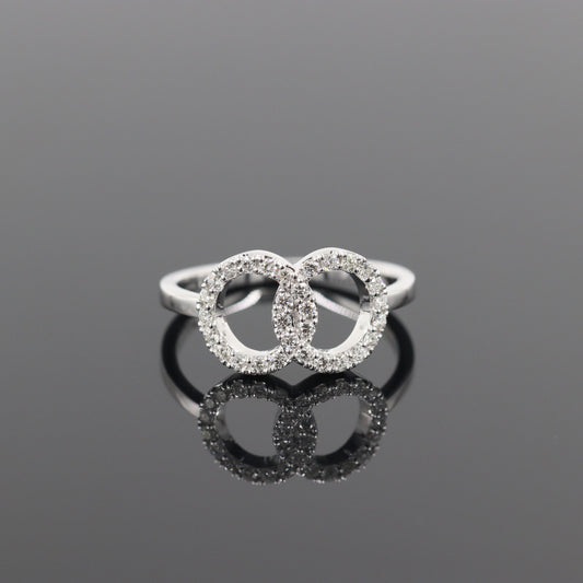 Natural Diamond Double Open Circle Ring/Simple Diamond Gold Ring/Promise Proposal Ring / 14K gold Double O ring/Stacking ring/Matching band
