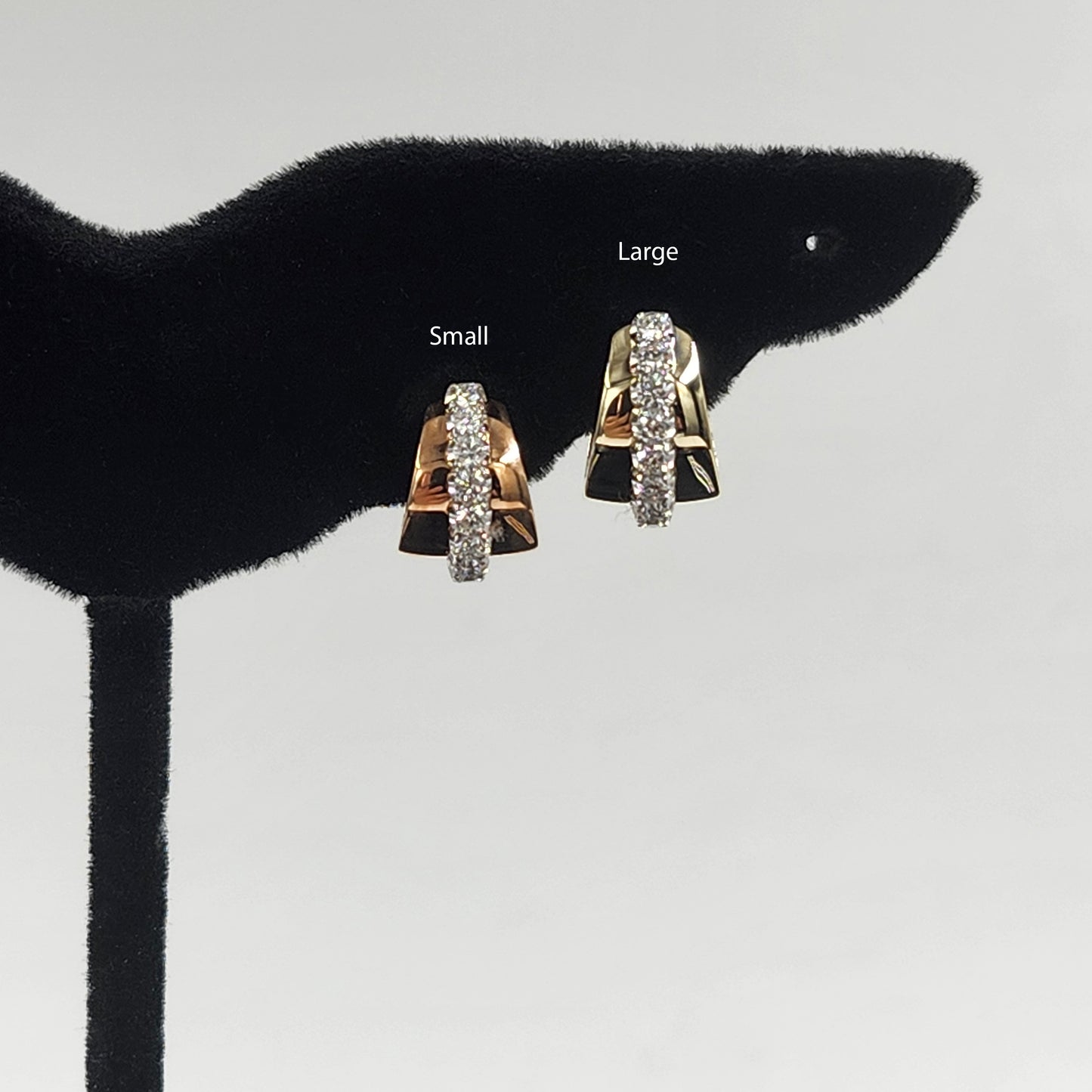 14K gold Natural Diamond Small Earrings/Two Tone gold Diamond Hoop Earrings/Diamond Hoops/Anniversary gift