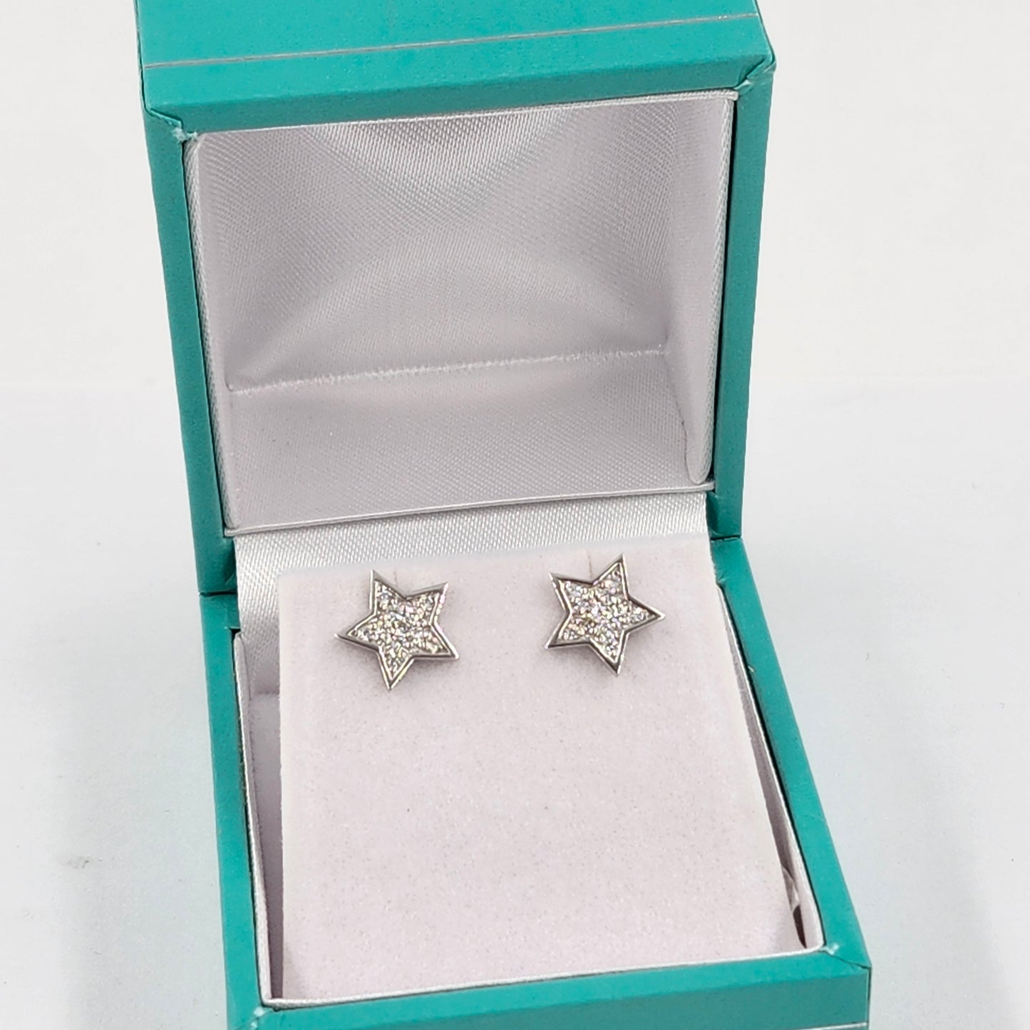 Natural Diamond Star Earrings/ Star Diamond Stud Earrings/Platinum,14K,18K gold Diamond Star Earrings/ Anniversary gift