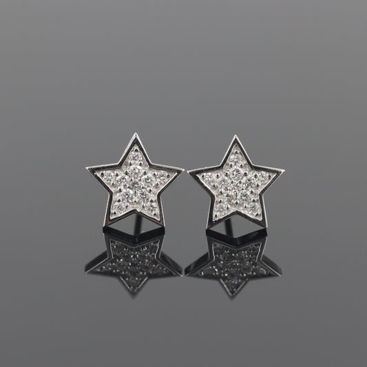 Natural Diamond Star Earrings/ Star Diamond Stud Earrings/Platinum,14K,18K gold Diamond Star Earrings/ Anniversary gift