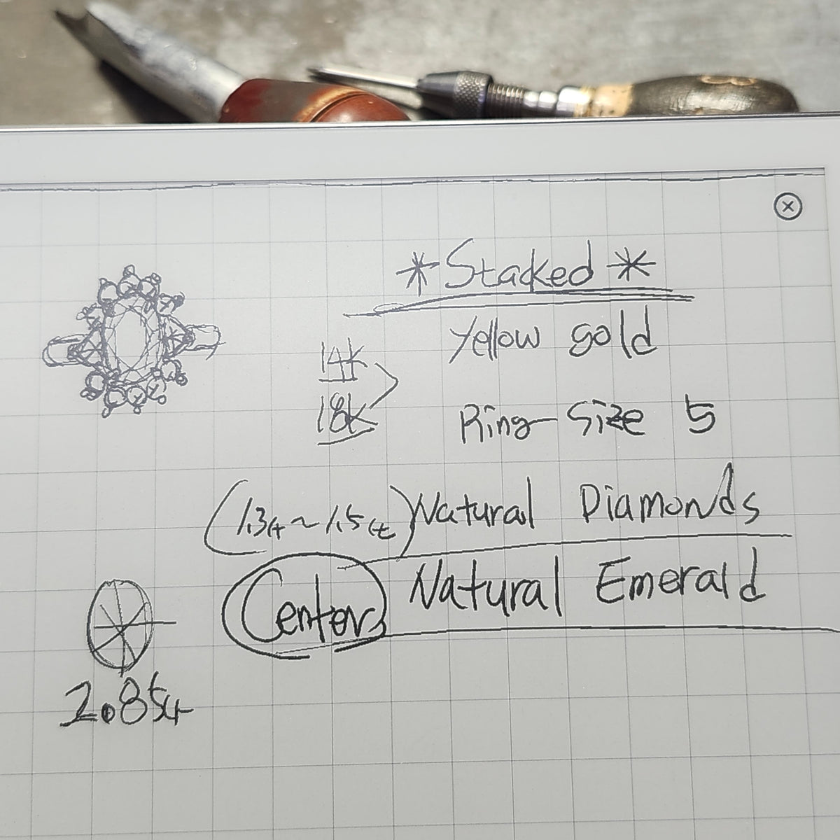 Sean's handmade custom order ( Oval Emerald Diamond Ring)