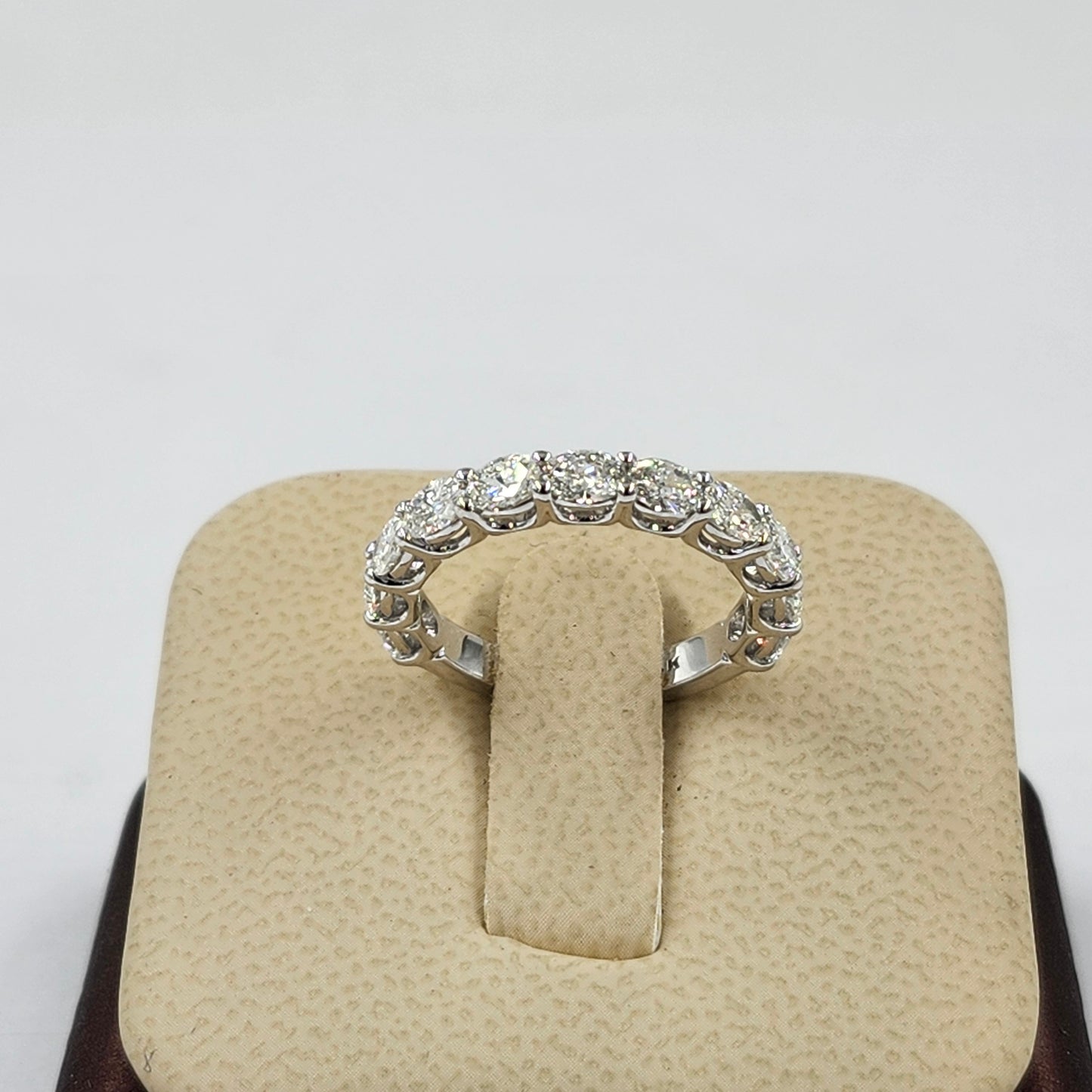 Oval Natural Diamond Half Eternity Band/Platinum,14K,18K gold 3/4 Eternity Diamond Wedding Ring/Stackable Oval Diamond Band/Anniversary gift