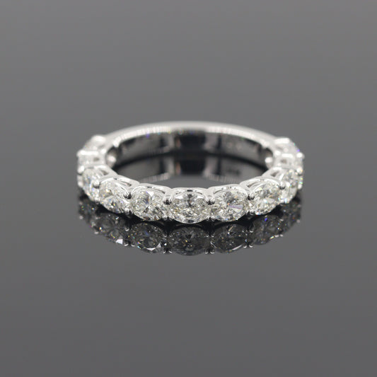 Oval Natural Diamond Half Eternity Band/Platinum,14K,18K gold 3/4 Eternity Diamond Wedding Ring/Stackable Oval Diamond Band/Anniversary gift