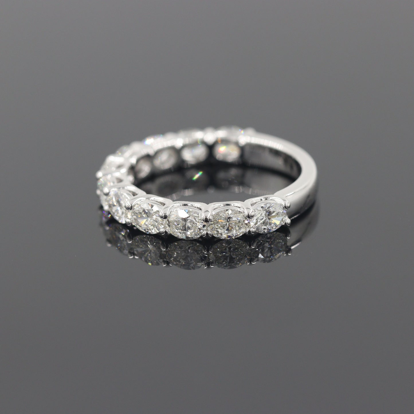 Oval Natural Diamond Half Eternity Band/Platinum,14K,18K gold 3/4 Eternity Diamond Wedding Ring/Stackable Oval Diamond Band/Anniversary gift