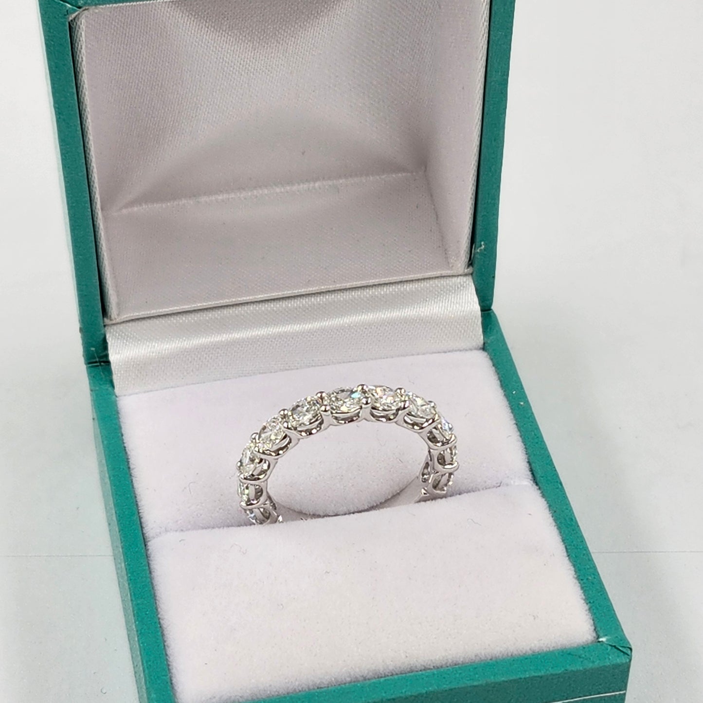 Oval Natural Diamond Half Eternity Band/Platinum,14K,18K gold 3/4 Eternity Diamond Wedding Ring/Stackable Oval Diamond Band/Anniversary gift