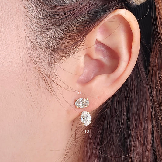 Oval Lab Diamond Jacket Earring/ Four Prong Diamond Jacket Earring/ Jacket earring only / Single or Pair Jacket Earring/ Anniversary gift
