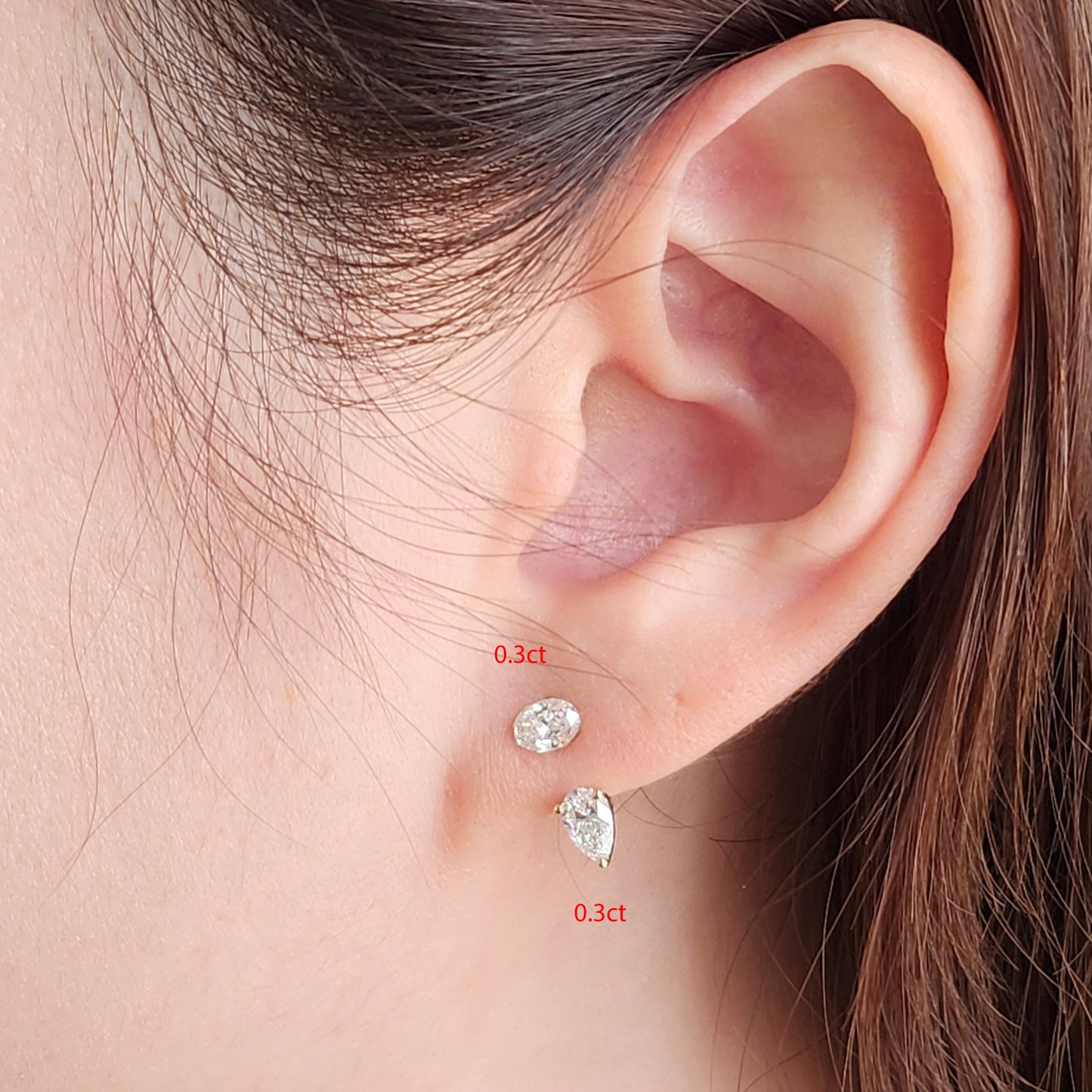 Oval Lab Diamond Solitaire Invisible Setting Earrings - 14K Gold  Invisible Set Diamond Solitaire Earring- Anniversary gift