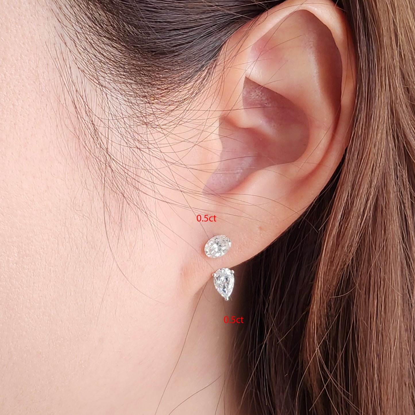 Oval Lab Diamond Solitaire Invisible Setting Earrings - 14K Gold  Invisible Set Diamond Solitaire Earring- Anniversary gift