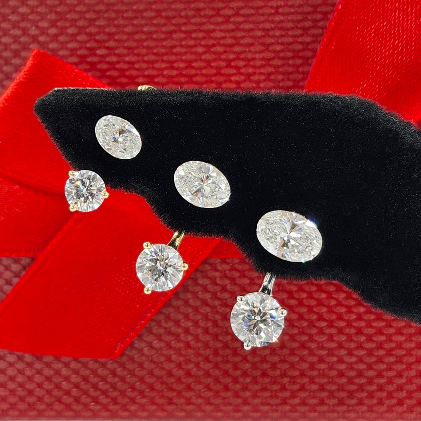 Oval Lab Diamond Solitaire Invisible Setting Earrings - 14K Gold  Invisible Set Diamond Solitaire Earring- Anniversary gift