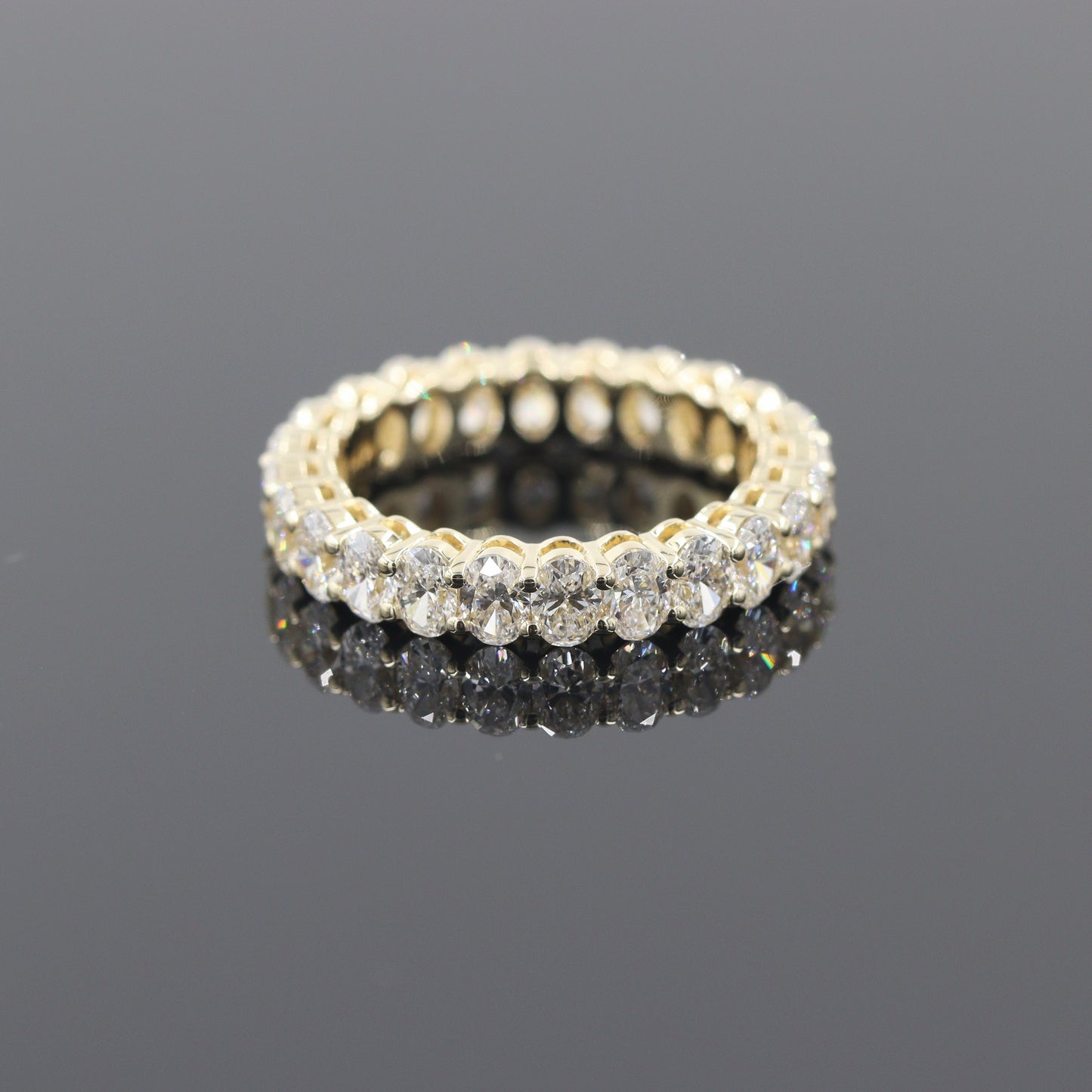 Oval Natural Diamond Eternity Ring: 14K Gold Stackable Oval Diamond Wedding Band - Anniversary Gift