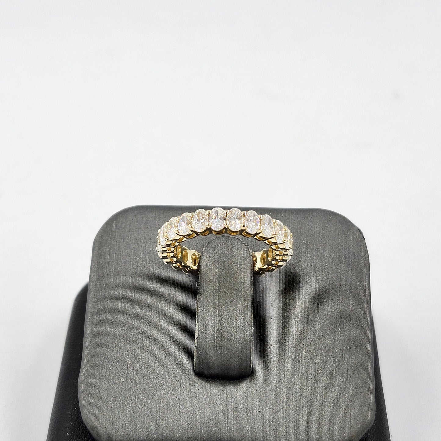 Oval Natural Diamond Eternity Ring: 14K Gold Stackable Oval Diamond Wedding Band - Anniversary Gift