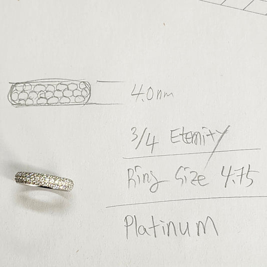 Sean's handmade custom order ( Platinum Wedding Band )