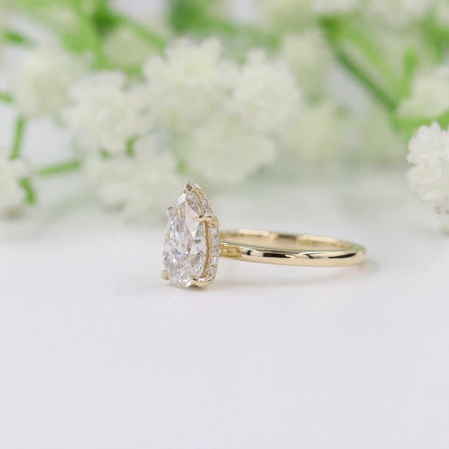 Pear Diamond Engagement Ring /Hidden Halo Band lGl Certified Amazing Brilliant Solitaire Ring/Pear Diamond Ring/Anniversary gift