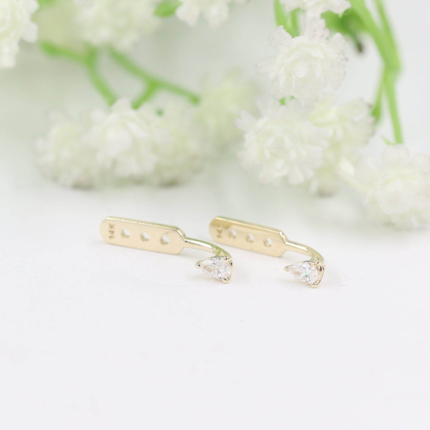 Pear Diamond Jacket Earrings/Three Prong Set Diamond Earrings/Pear Jacket Earrings/Jacket earring only/Diamond Jacket Single or Pair Earring