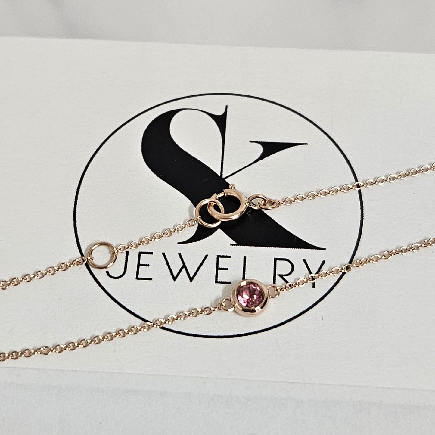 Pink Tourmaline Bezel Set Solitaire Bracelet/14K Gold Pink Tourmaline Bezel Set Bracelet/Dainty Gold Gemstone Bracelet/Anniversary gift