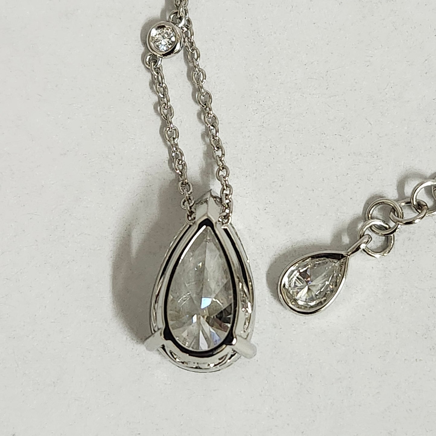 5ct Center Pear Lab Diamond Includes 8 bezel diamond yard station Pendant/5ct IGI Certificate Pear Diamond Platinum Pendant/Anniversary Gift