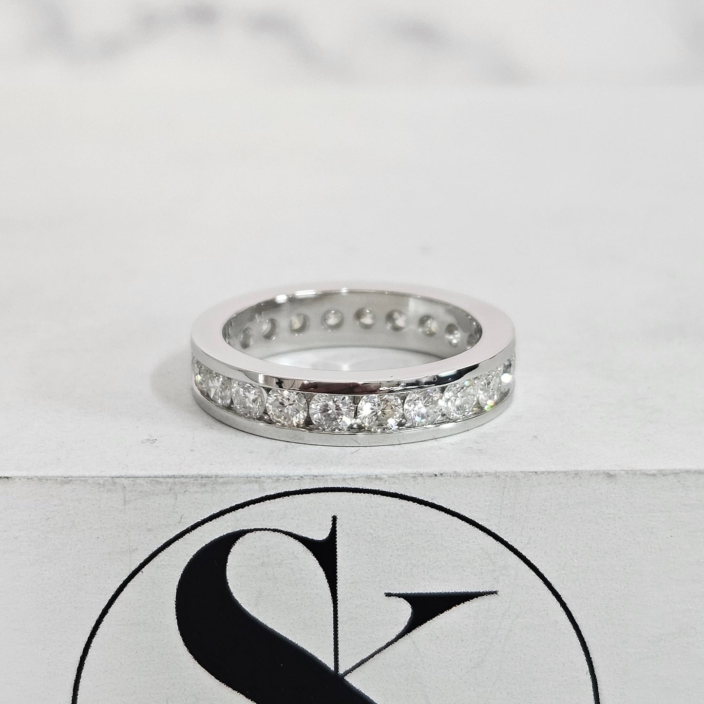 Platinum Full Eternity Round Diamond Wedding Band/Channel Set Diamond Ring /Full Eternity Stackable Ring/Diamond Wedding Ring/Gift for her