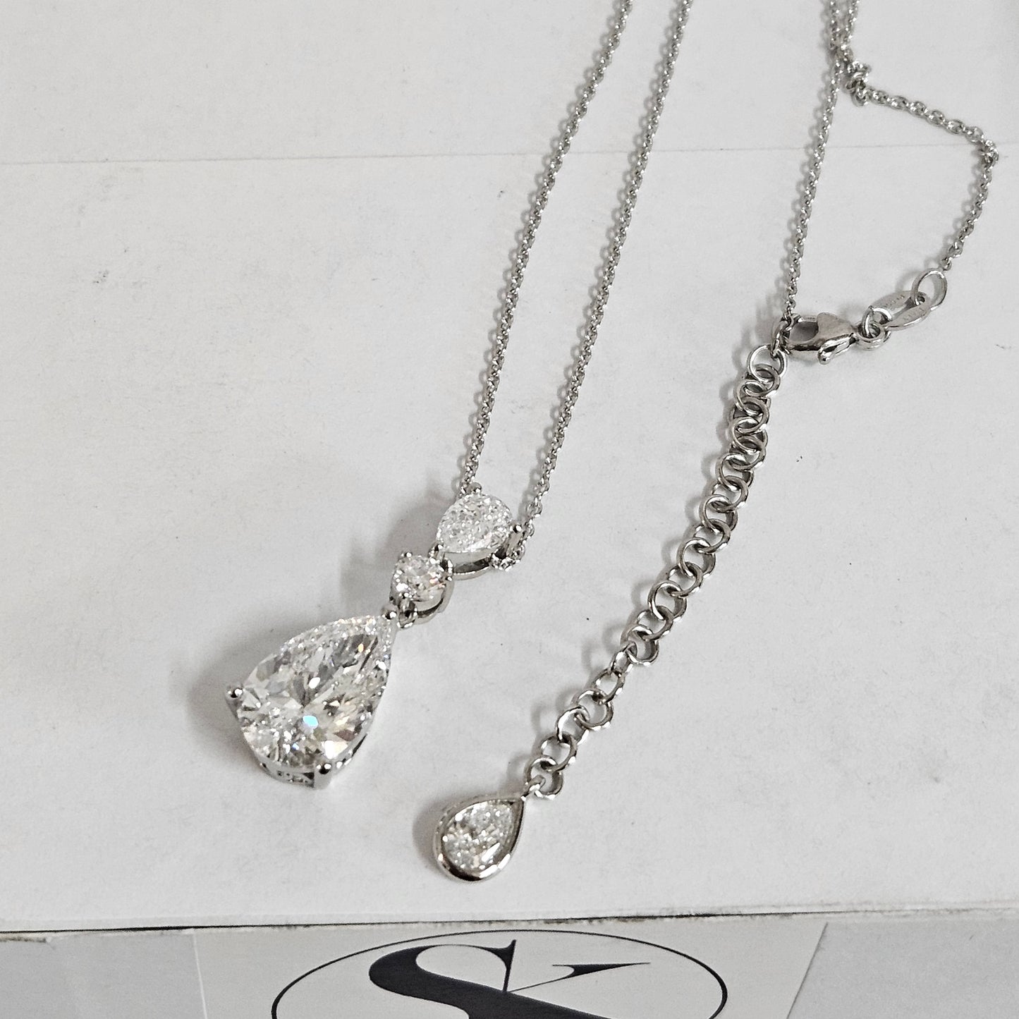 Platinum Pear Lab Grown Diamond Pendant/Pear Lab Grown Diamond Necklace/18K Gold Pear Shaped Diamond Pendant/Anniversary Gift
