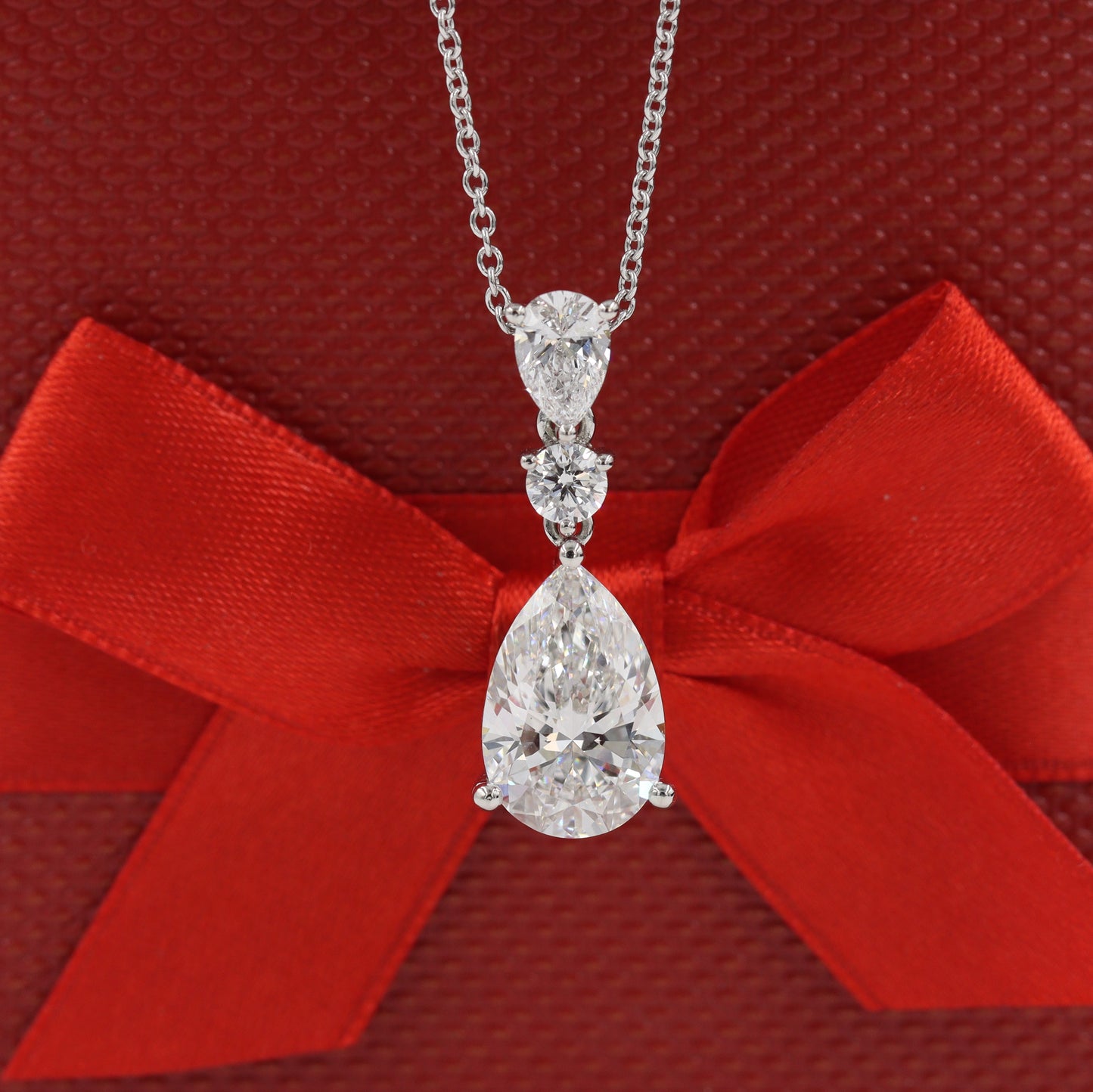 Platinum Pear Lab Grown Diamond Pendant/Pear Lab Grown Diamond Necklace/18K Gold Pear Shaped Diamond Pendant/Anniversary Gift