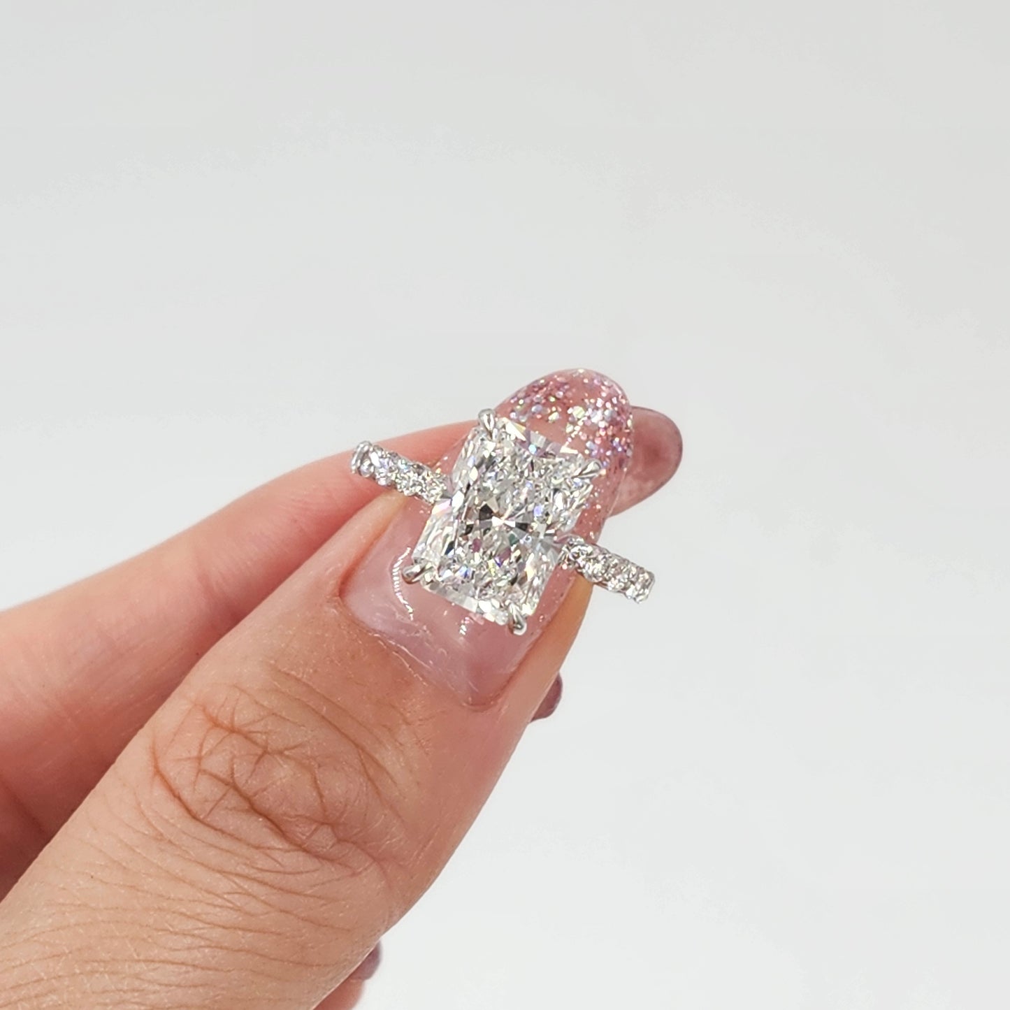 Radiant Cut 3.5ct IGI Certified Lab diamond Ring/14K ,18K gold Radiant Cut Diamond Engagement Ring/Stackable diamond Ring/Anniversary gift
