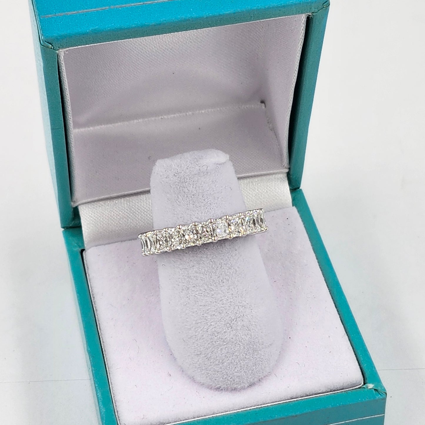 Radiant Cut Natural Diamond Eternity Band - 18K Gold Stackable Wedding Ring