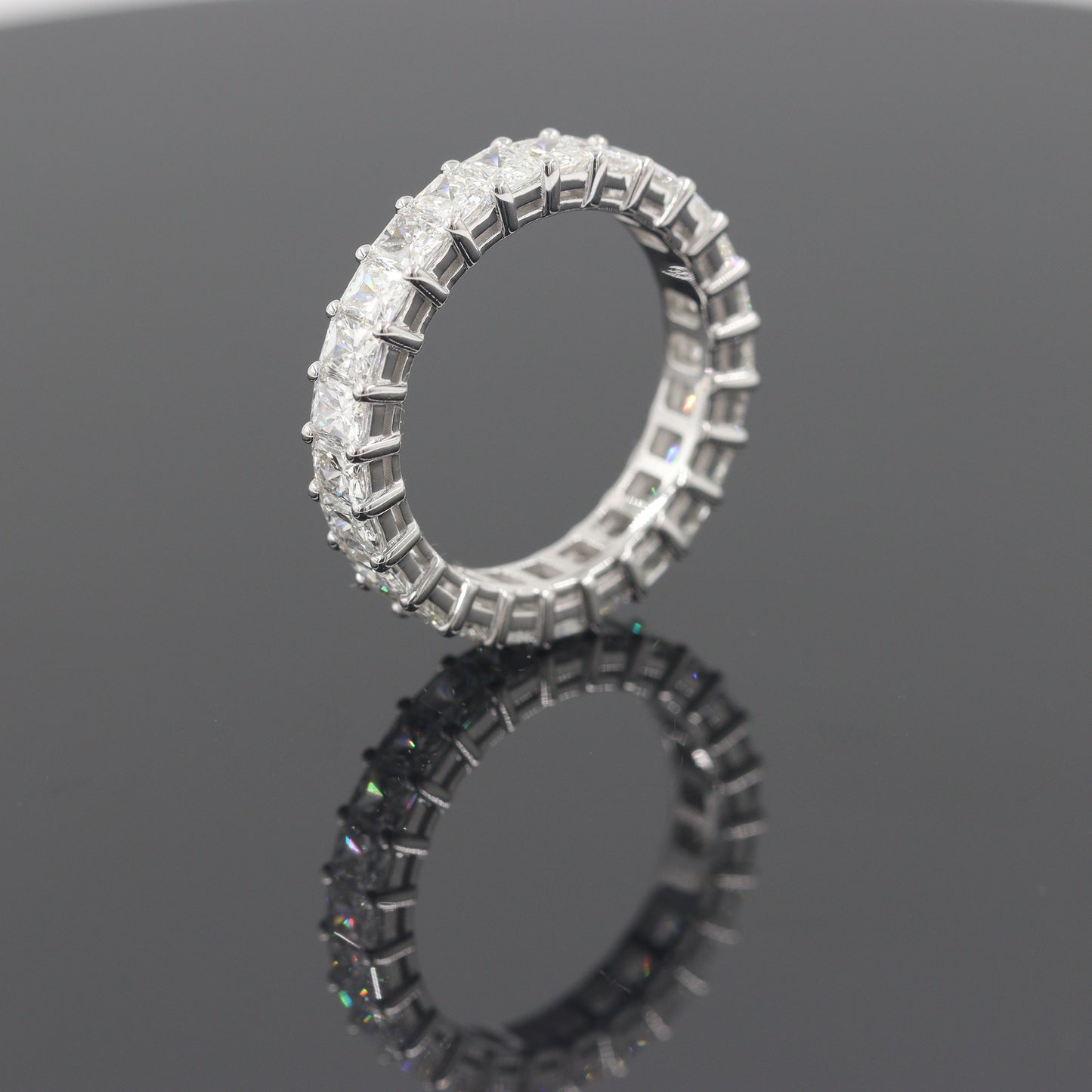 Radiant Cut Natural Diamond Eternity Band - 18K Gold Stackable Wedding Ring
