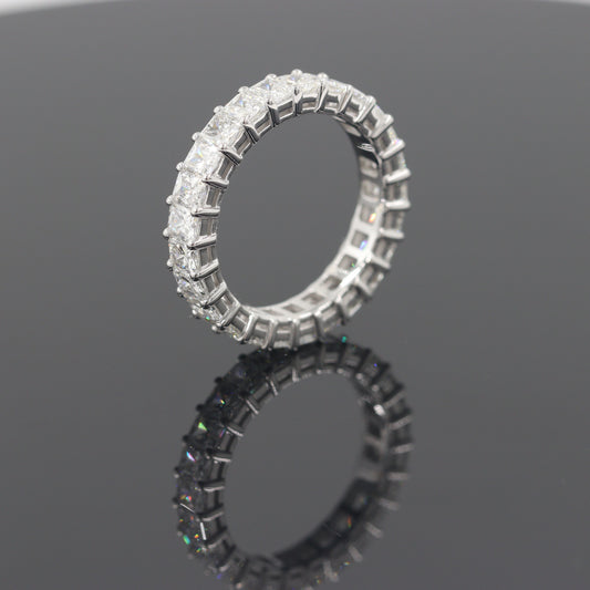 Radiant Cut Natural Diamond Eternity Band - 18K Gold Stackable Wedding Ring