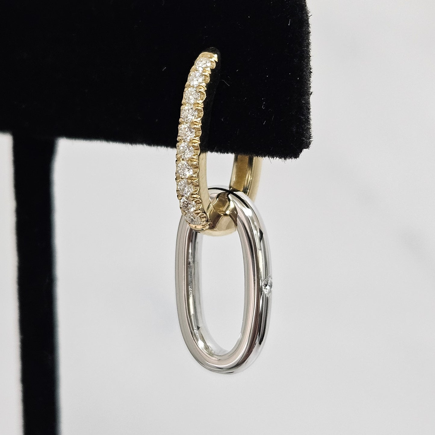 Two Link Diamond and Gold Hoop Earrings / Natural Diamond Hoop Earrings / Removable Hoop Earrings / Detachable / Anniversary gift