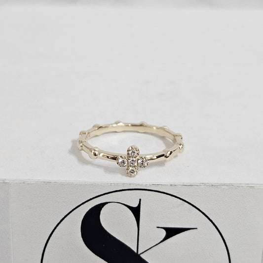 Rosary ring/Natural Diamond Band/Stackable Ring/Propose Ring/Flower Ring/Clovers ring/cross Diamond ring/Anniversary Ring/Gift for her